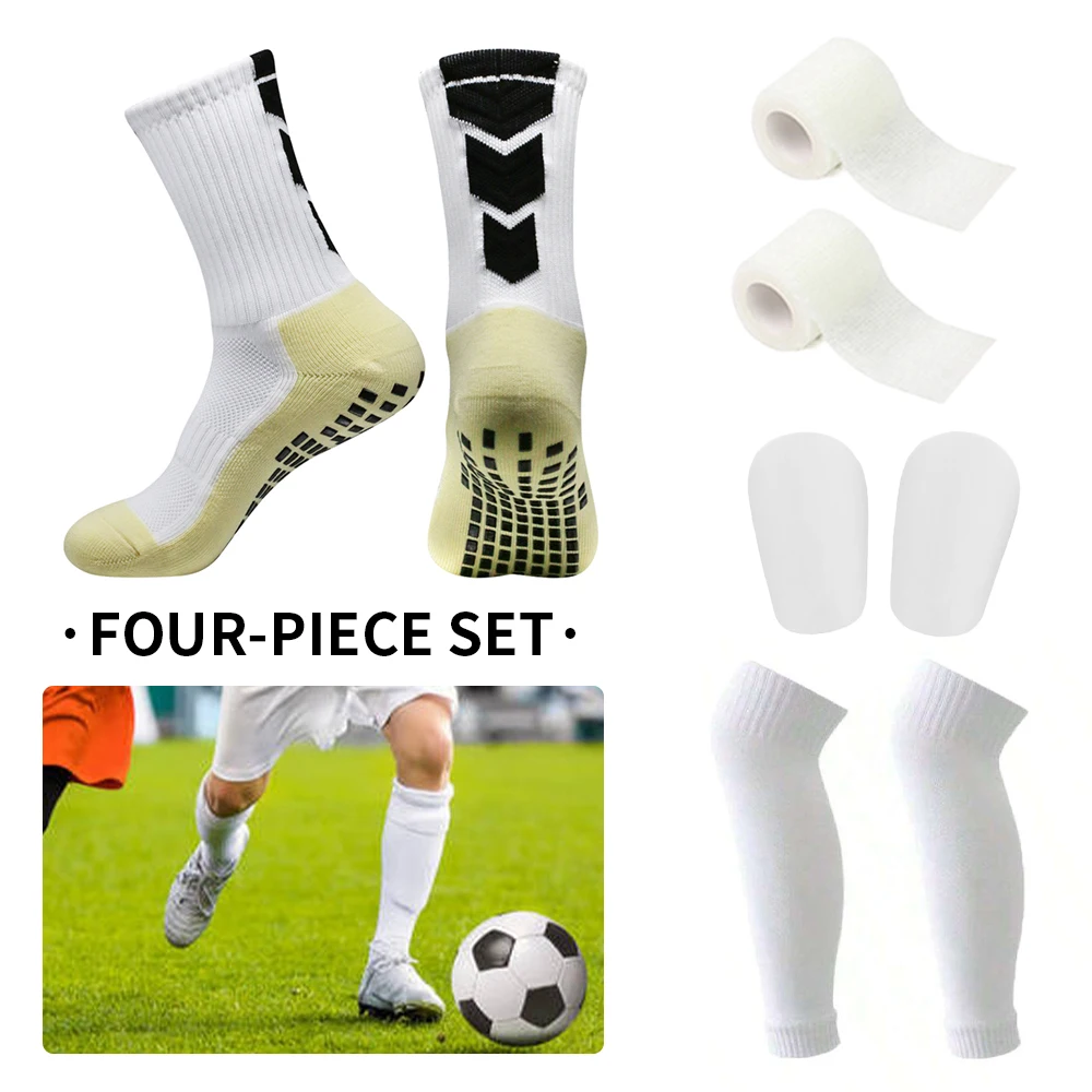 

4 пары мужских футбольных носков с противоскользящим покрытием, нескользящие спортивные носки с амортизирующими вставками для футбола/баскетбола/хоккея
