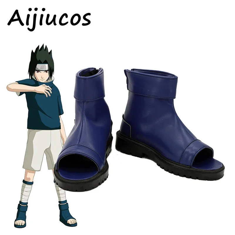 Anime NARUTO Young Uchiha Sasuke Cosplay Shoes Halloween Party Artificial Leather Ninja Boots Custom Made For Unisex
