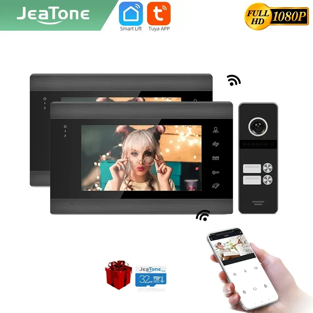 Jeatone-teléfono inteligente Tuya, intercomunicador de vídeo inalámbrico con WIFI de 7 pulgadas para el hogar, 1/2/3/4F, Monitor interior, timbre