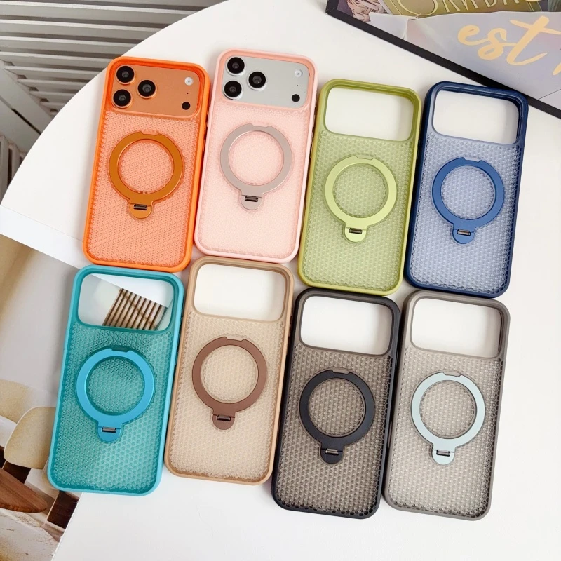 360 Rotating Magnetic Stand Holder Case for iPhone 17 Pro max 16 15 14 13 12 11 Shockproof Heat-dissipating For Magsafe PC Cover
