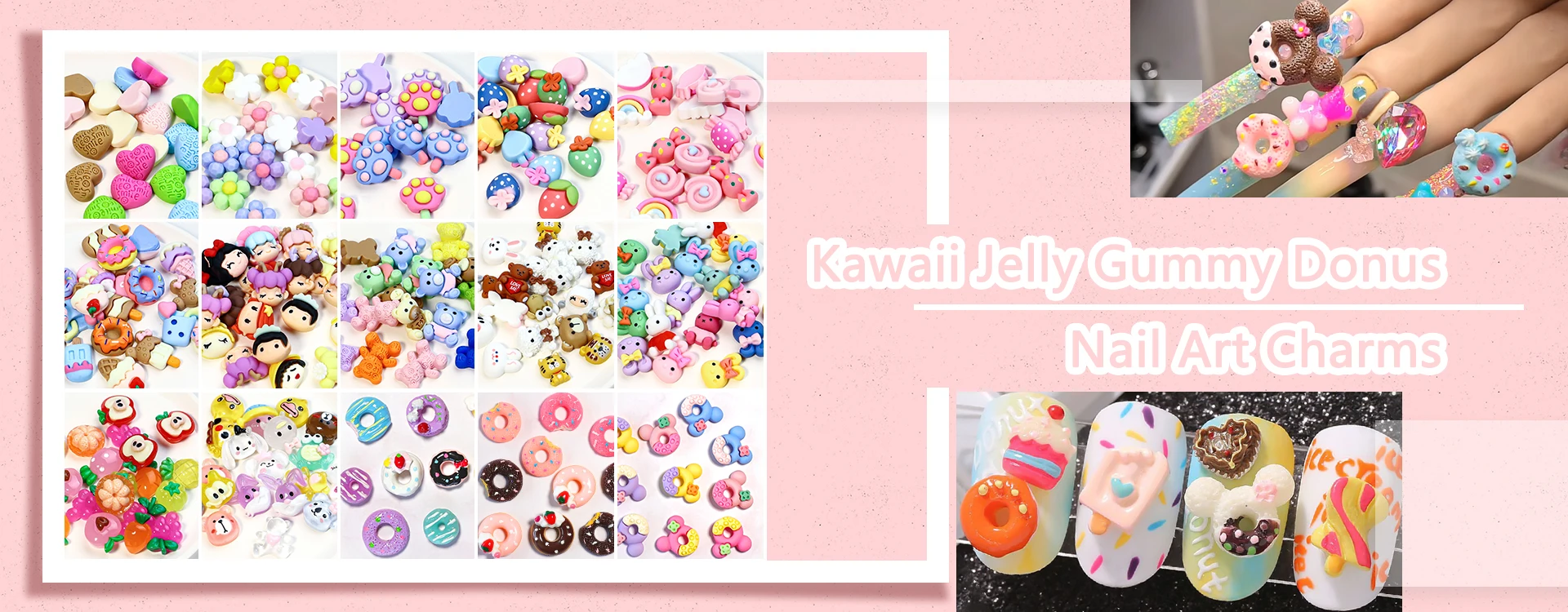 10 Teile/los Kawaii Gelee Gummibärchen Nail art Charms Blume Süße Mixed Candy 3D Luxus Nägel Dekoration DIY Maniküre Zubehör – Detail 1