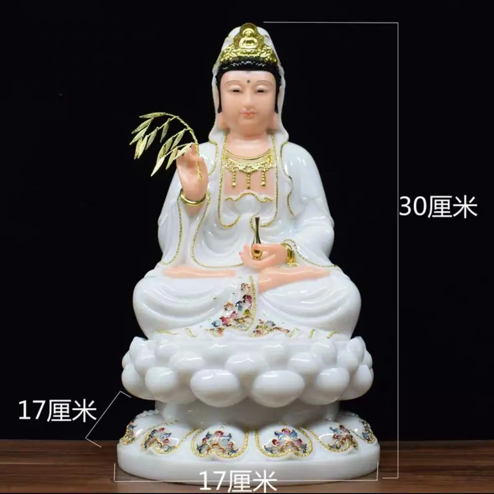 Buddhism Taoism figure jade Goddess Guan yin GOD Avalokitesvara buddha Asia HOME family protection LUCK bless FENG SHUI statue