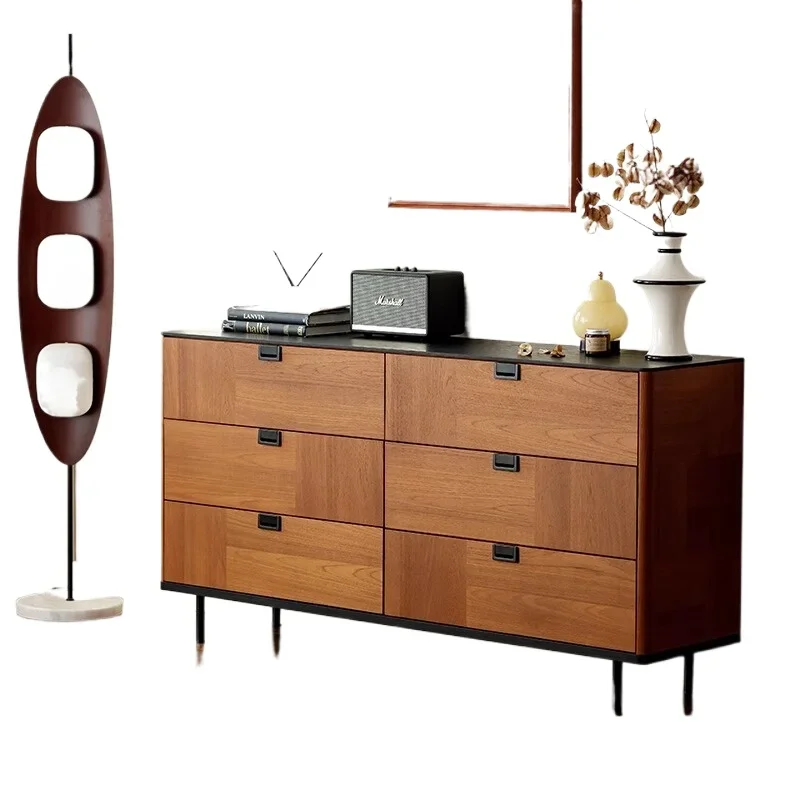 

Medieval solid wood dining side cabinet, six chest cabinets, French retro living room, locker, entrance cabinet against the wall