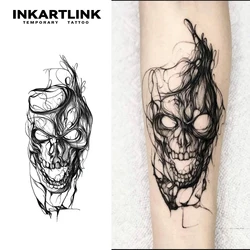 Skull temporary tattoo sticker, waterproof magic tattoo, lasts to 15 days fake tattoo, semi permanent tattoo