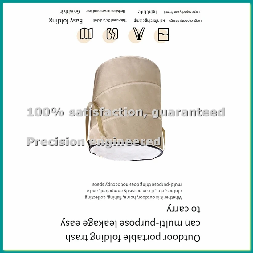 Camping Trash Can Foldable Portable Outdoor Garbage Bin Camping Supplies Garden Storage Bag Black-A14I