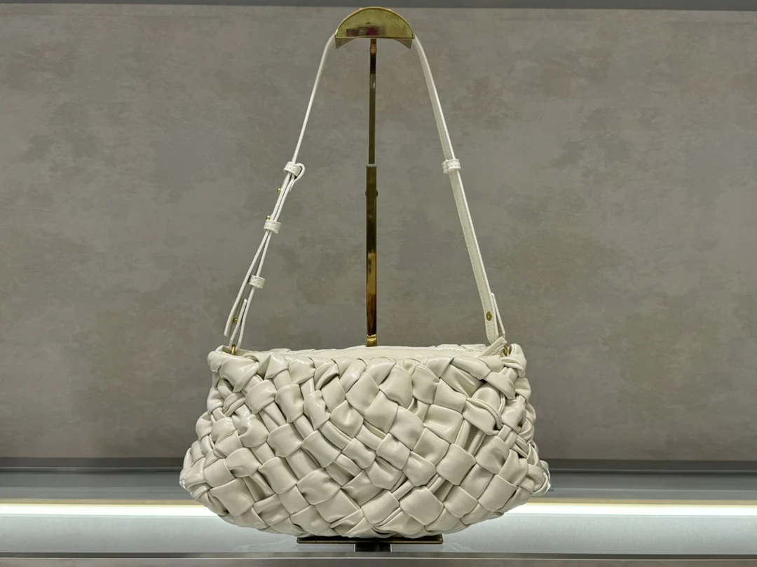 Sac de Soirée en Cuir Tissé Déformable, Vintage, Sous les Bras, Nouvelle Collection 2024