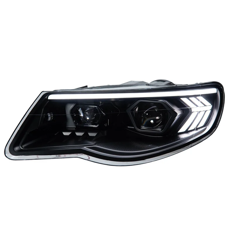 ￼ Suitable for 07-10 Volkswagen Touareg Assembly Modified Lens Headlight LED Daytime Running Light Tu