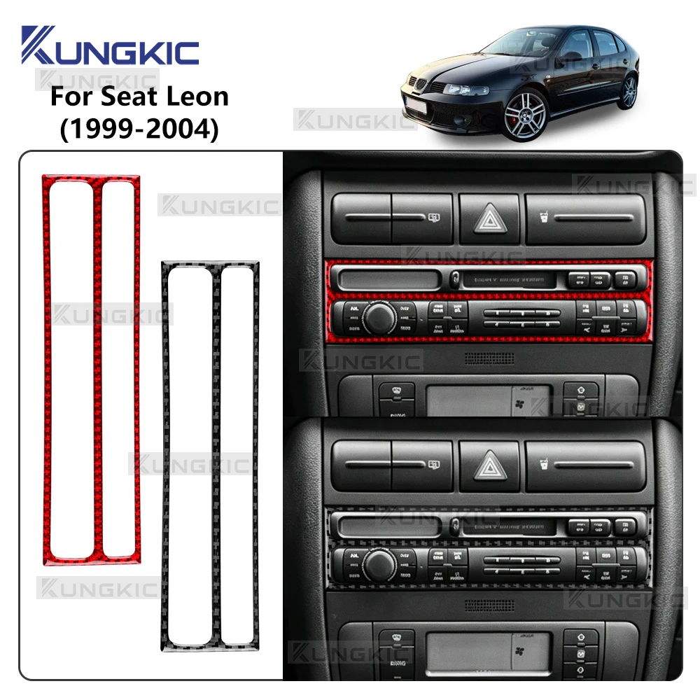 For SEAT Leon 1999 2000 2001 2002 2003 2004 MK1 1M Real Soft Carbon Fiber Car Center CD Frame Trim Sticker Interior Accessories view 3