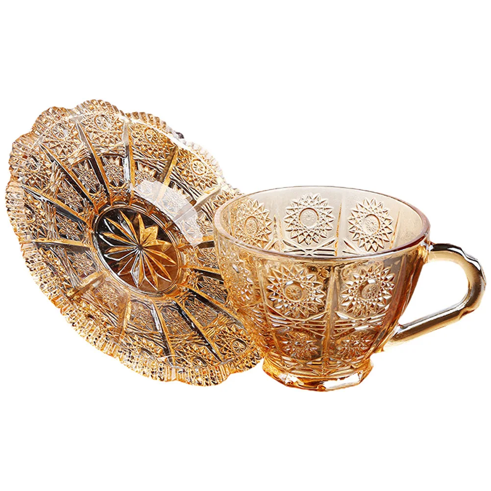 

1Set Premium Material Coffee Cup Saucer Set Ergonomic Design Practical Beverage Holder Gift European Style Coffee Cup