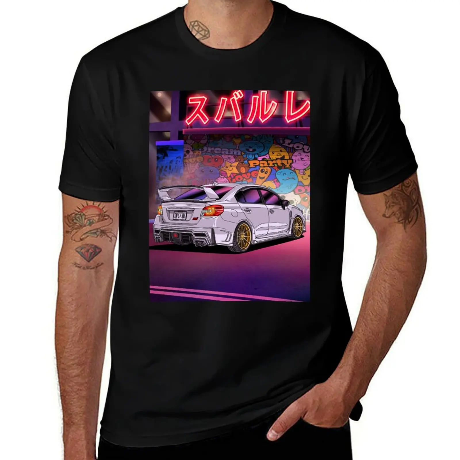 

Subie Drift King Neon Night T-Shirt anime t shirts heavyweights plus size clothes Men's clothing