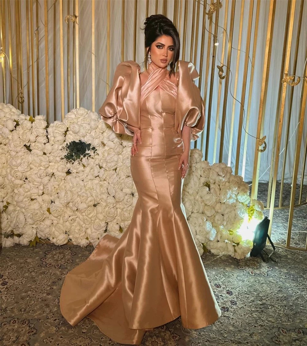 Formal Party Women Long Bespoke Occasion Gown Evening Dresses Pastrol Unisex Jersey Retro Dubai Saudi Arabic Prom Customized