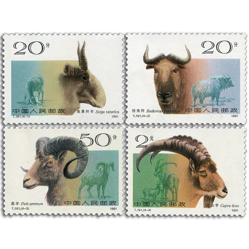 1991 ( T161 ), Wild Sheep . Post Stamps , 4 pieces , Philately , Postage , Collection