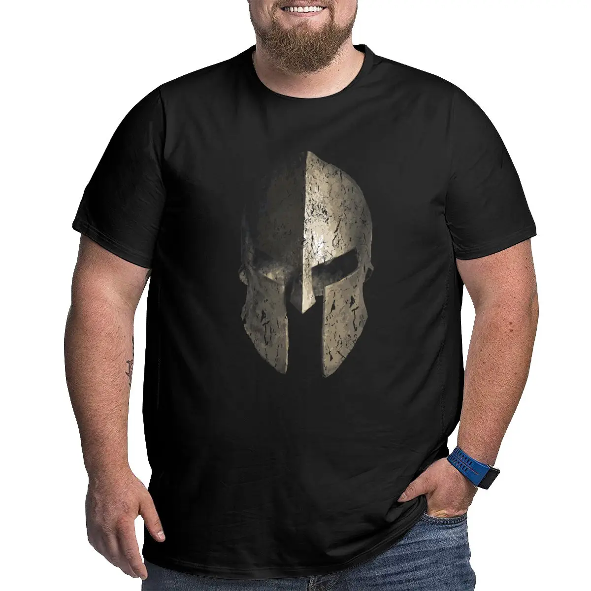 Men's Spartan Sparta Warrior Helmet Cotton printed Clothing designer t shirt Big Tall Tee Shirt Plus Size 4XL 5XL 6XL T-Shirts