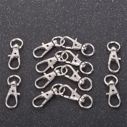 10/20/50/100 pcs Silver Color Metal Lobster Clasp Key Ring Keychain Carabiner Clasp Keyrings for DIY Key Chain Bags Accessories