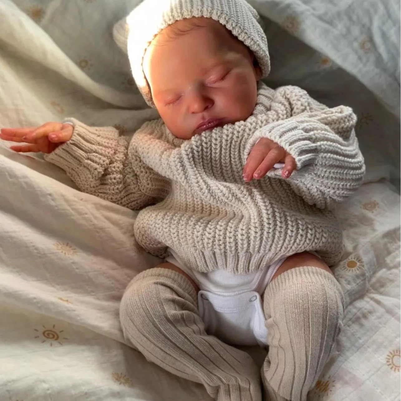 19インチ ルアラ スリーピング ソフトコットン ボディ リアルなリボーンドール 多層塗装 3Dスキン 見える血管 手の毛根