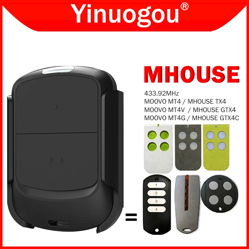 100% Clone MHOUSE GTX4 TX4 GTX4C MOOVO MT4 MT4G MT4V Garage Door Remote Control 433.92MHz Electric Gate Remote Control Opener