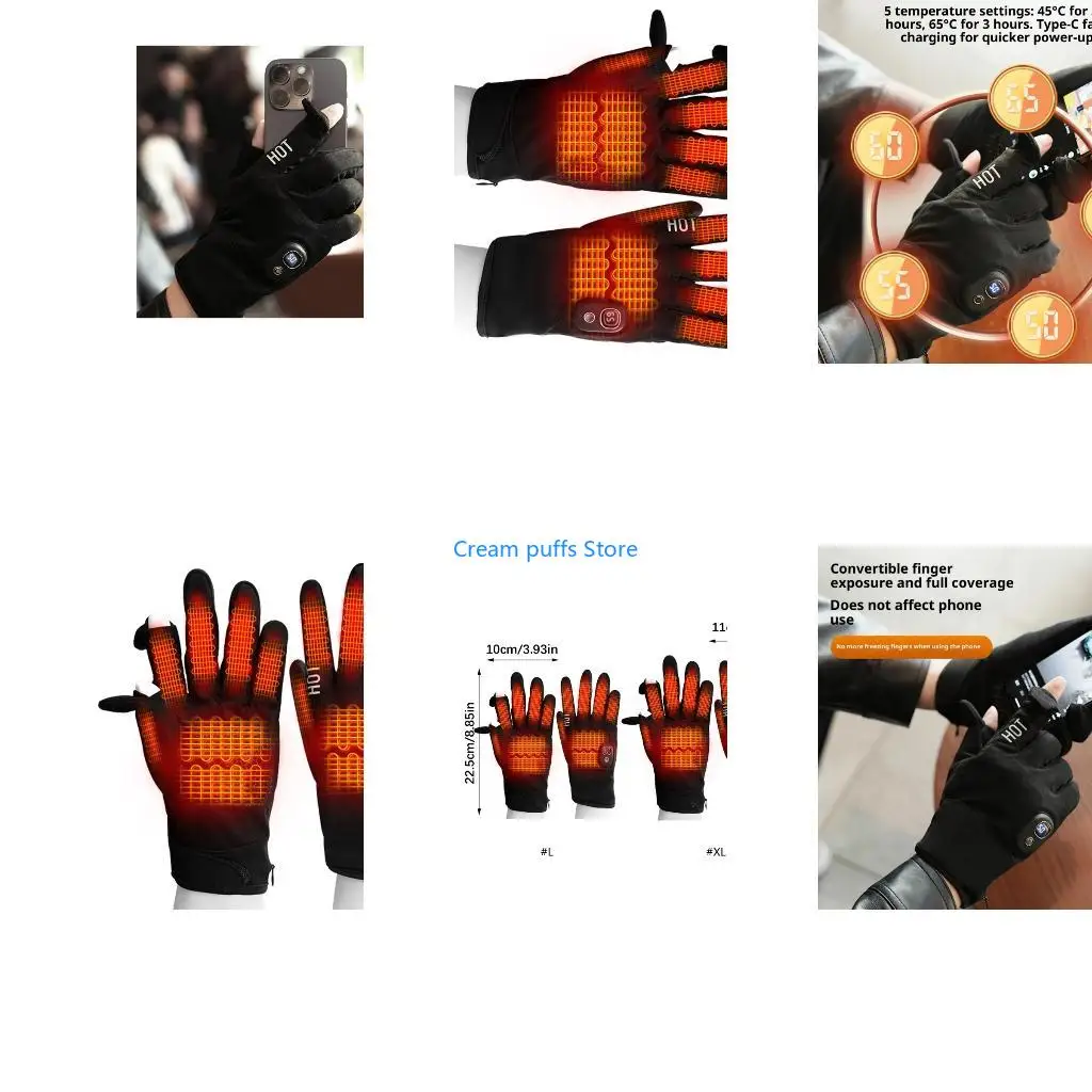 50LE Winter Heated Gloves With Touchscreens Rechargeable Battery For Cold Weather