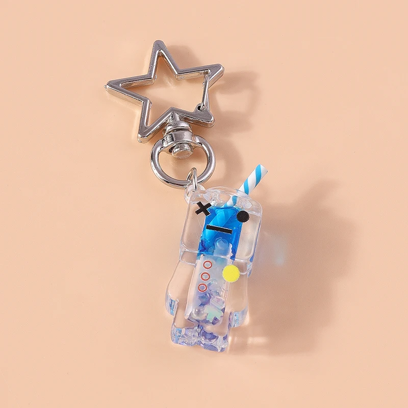 Creative Resin Simulation Drink Bottle Keychain Luminous Emotion Key Ring Pendant for Men Women Handbag Decor Jewelry Gifts