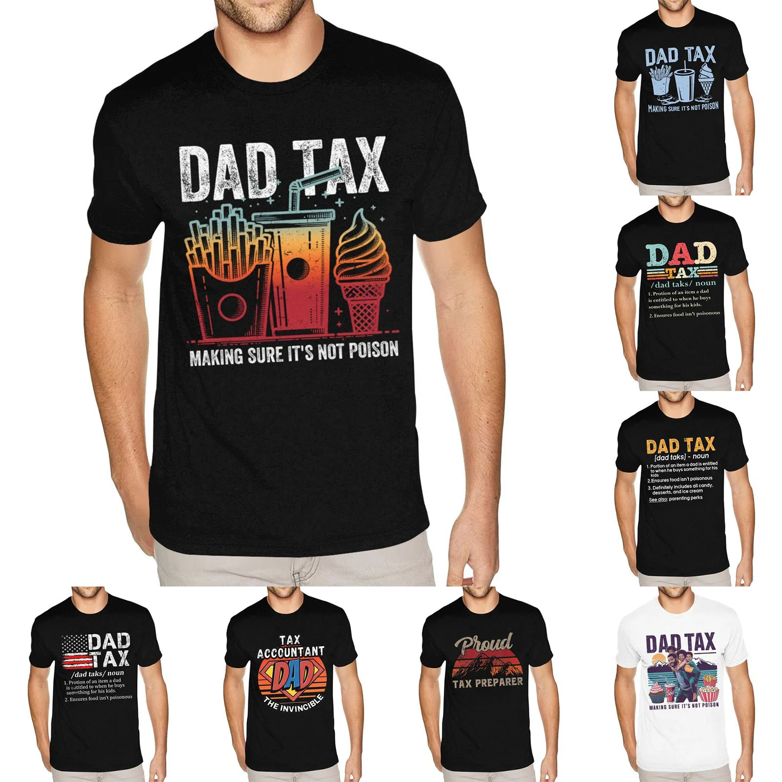 Custom Dad Tax Making Sure It's Not P Tees for Men Bespoke Short Sleeved Heavy Cotton Black Crew Neck Tee Shirts