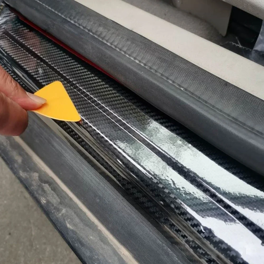 ملصقات شريط من ألياف الكربون على السيارة ثلاثية الأبعاد نانو أسود باب السيارة حافة الحرس الجانب شريط لاصق مزخرف مقاوم للماء #5