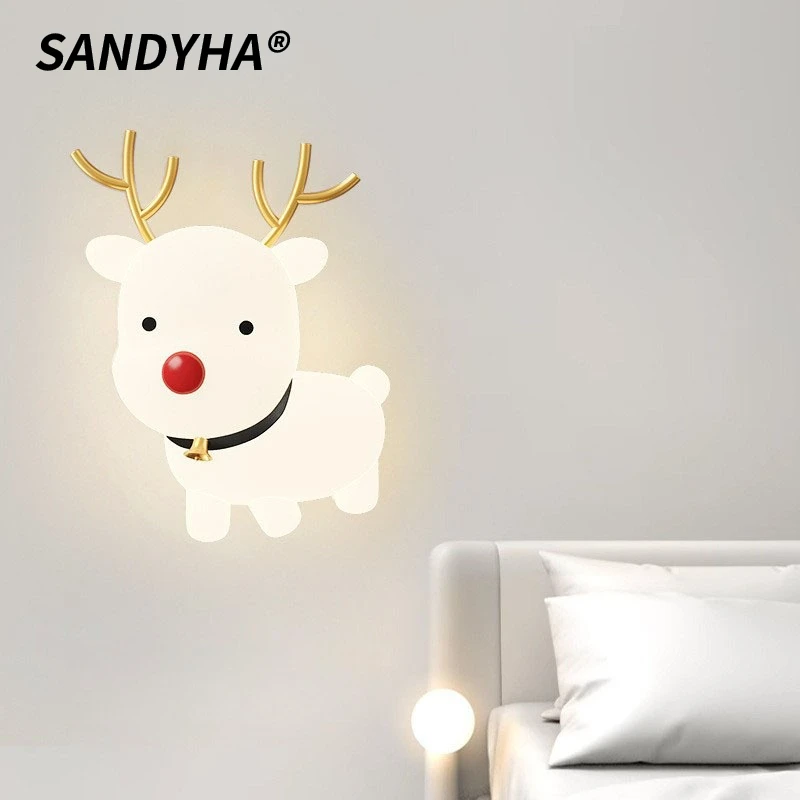 SANDYHA Modern Children's Wall Light Creative Cartoon Background Light LED Lighting For Art Decor Bedroom Children's Room Study