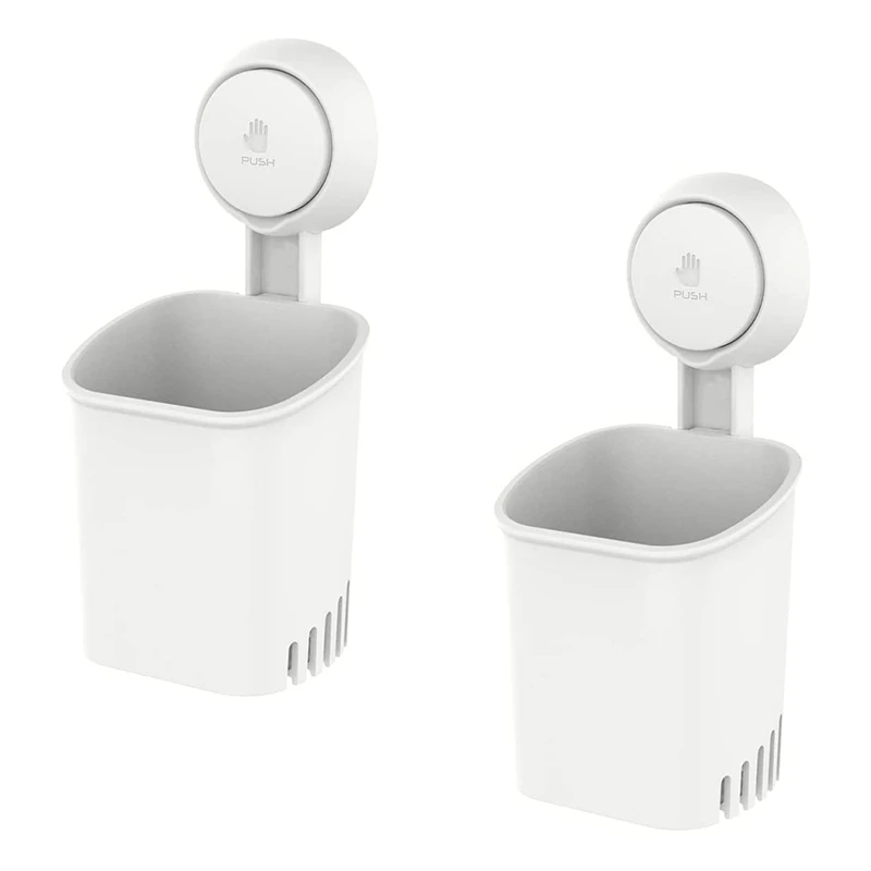 Toothbrush Holder Suction Cup Wall Mounted, 2 Packs Shower Toothbrush Holder For Bathroom Drill-Free Electric Toothbrush