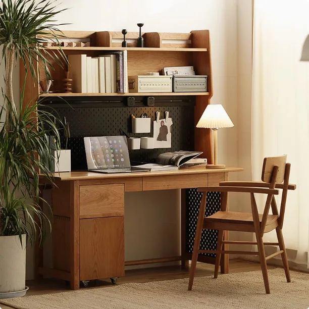 

Customizable desk bookshelf integrated all solid wood Nordic style small apartment combination Japanese cabinet