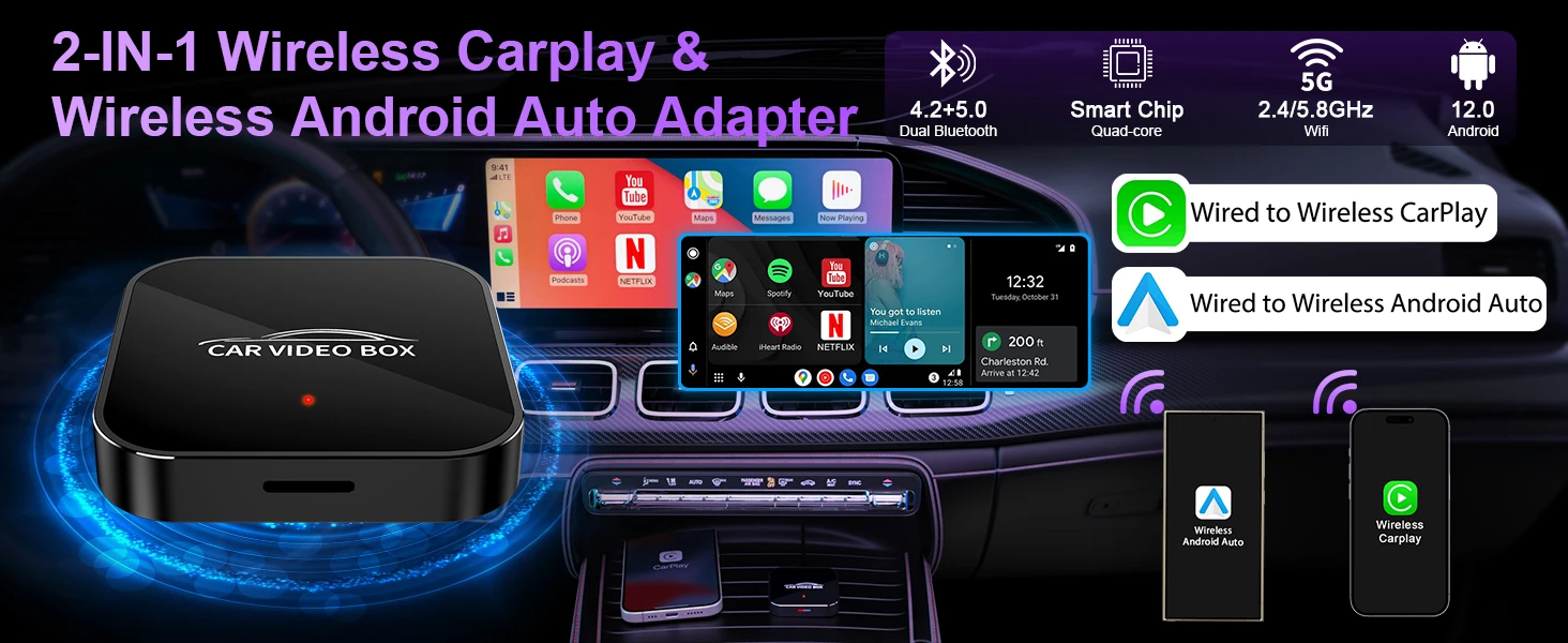 Wireless Carplay Adapter with YouTube