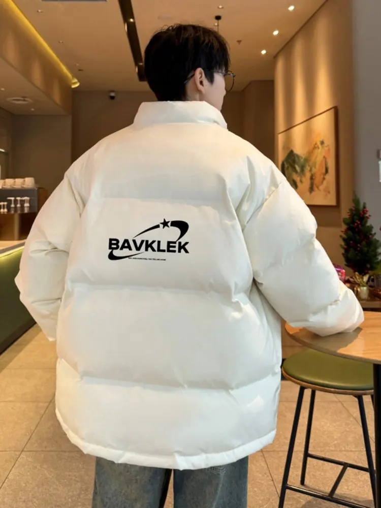 

Мужская зимняя утепленная куртка из хлопка с пуховым наполнителем, молодежная, модная, с воротником-стойкой, хлопковое пальто, мужская верхняя одежда в стиле Bread Sle