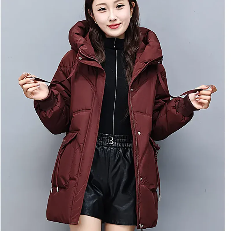 

Свободная пуховая куртка с капюшоном и хлопковой подкладкой, женское пальто, новинка зимы 2025 года, шикарное повседневное модное хлопковое пальто, толстая теплая парка