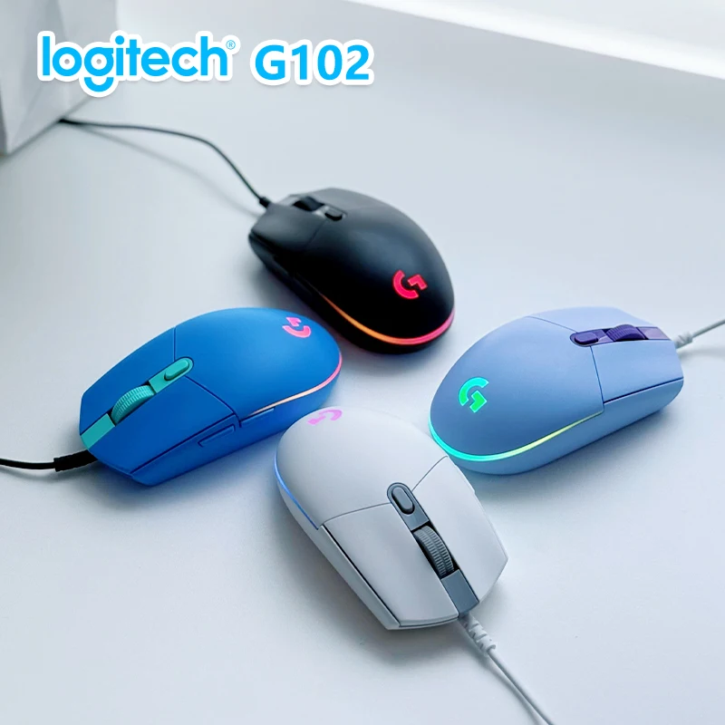 لوجيتك G102 ماوس ألعاب سلكي RGB إضاءة 6 أزرار قابلة للبرمجة 8000 ديسيبل متوحد الخواص قابل للتعديل مريح مناسب لأجهزة الكمبيوتر المحمول المكتبية