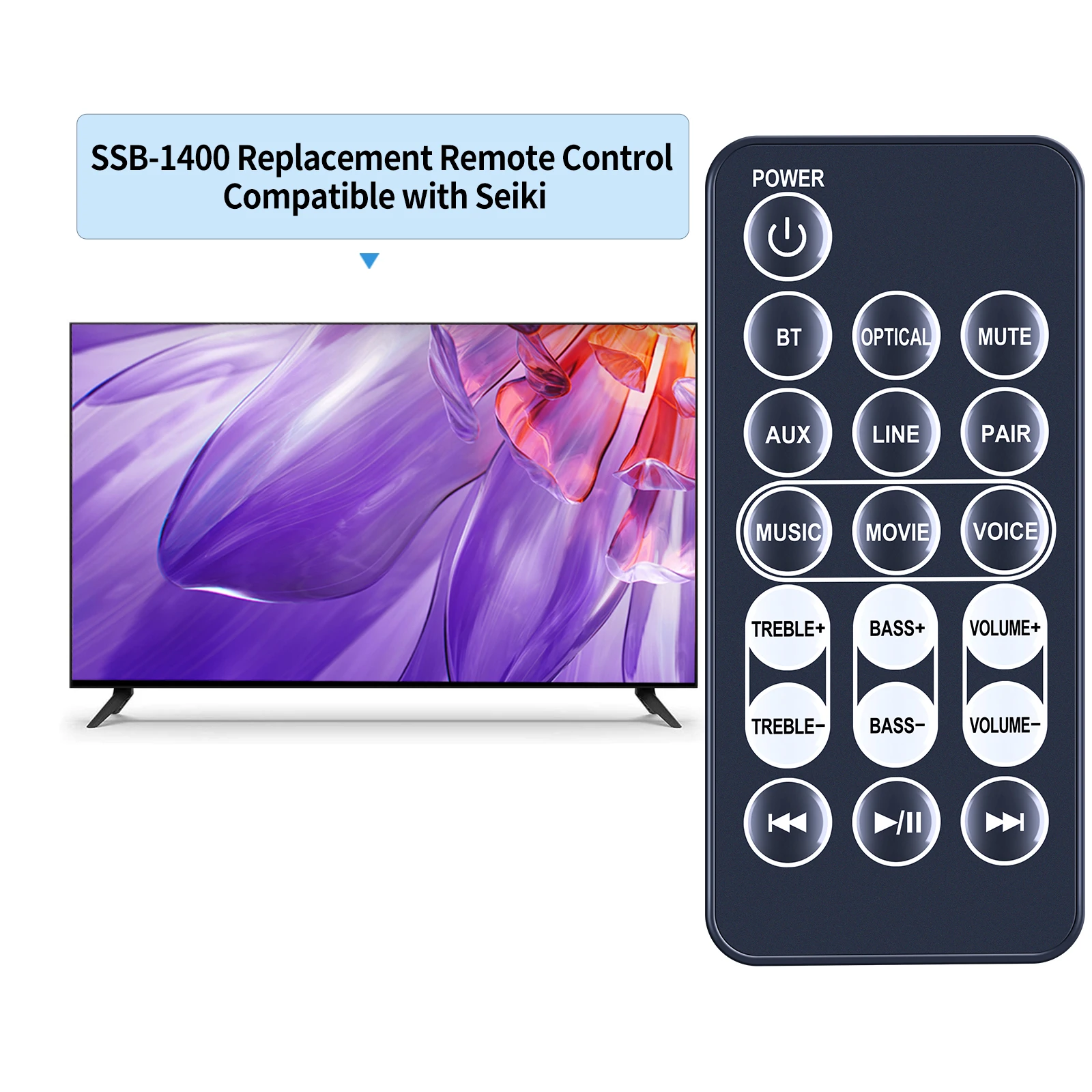 New Remote Control For Seiki SSB-1400 SSB1400 Bluetooth Sound Bar System