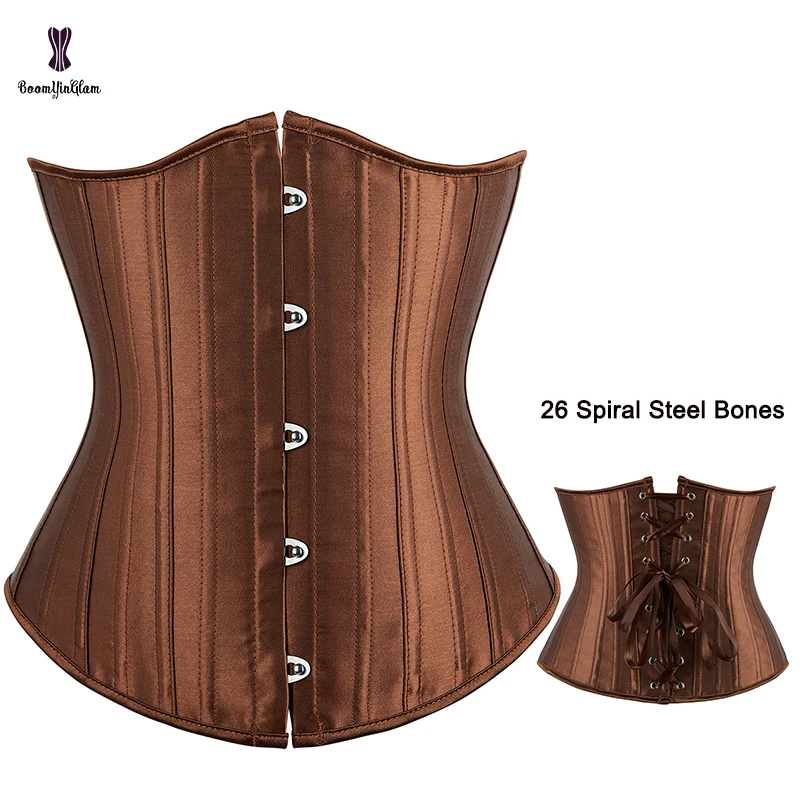 Underbust Corset 26 Spiral Steel Boned Bustier Elegant Satin Black Apricot Corselet Summer Women Hot Selling Waist Trainer Solid