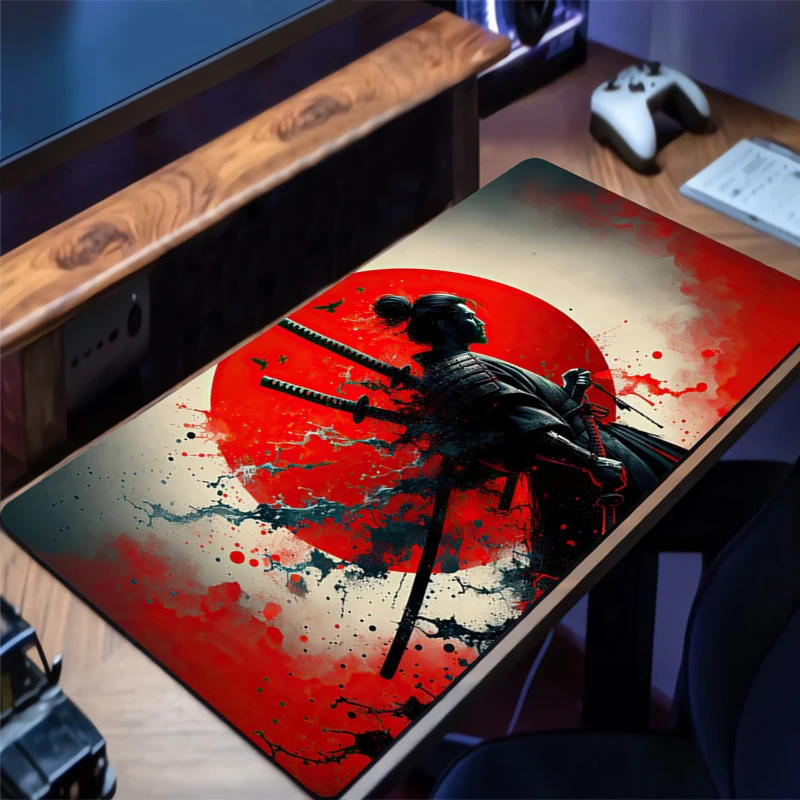 

Samurai Mousepad Office Computer Desk Mat Keyboard Mouse Pad Laptop Cushion Large Non-slip Deskpad PC carpet Anime game Mousepad