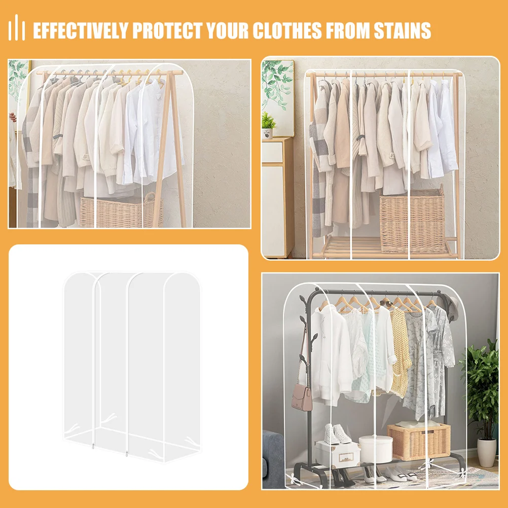 

Clear Garment Rack Cover Transparent Clothes Rack Protector Dust-Proof Hanger For Wardrobe Closet Storage Lightweight