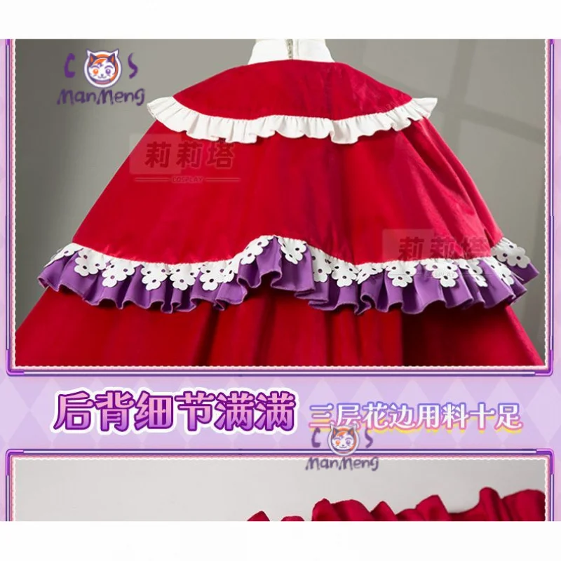 Anime Gefängnis Manaka Laala Cosplay 10. Jahrestag Weihnachten Rot Lolita Kleid Kostüm Party Geschenk Mädchen Zubehör Süßes NEUES Set