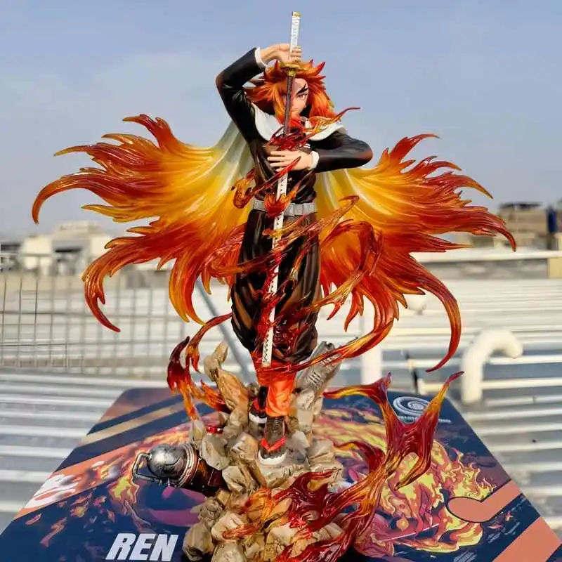 

30cm Demon Slayer Gk Rengoku Kyoujurou Pvc Anime Figures Infinite Train Model Desktop Decoration Children'S Toy Christmas Gifts