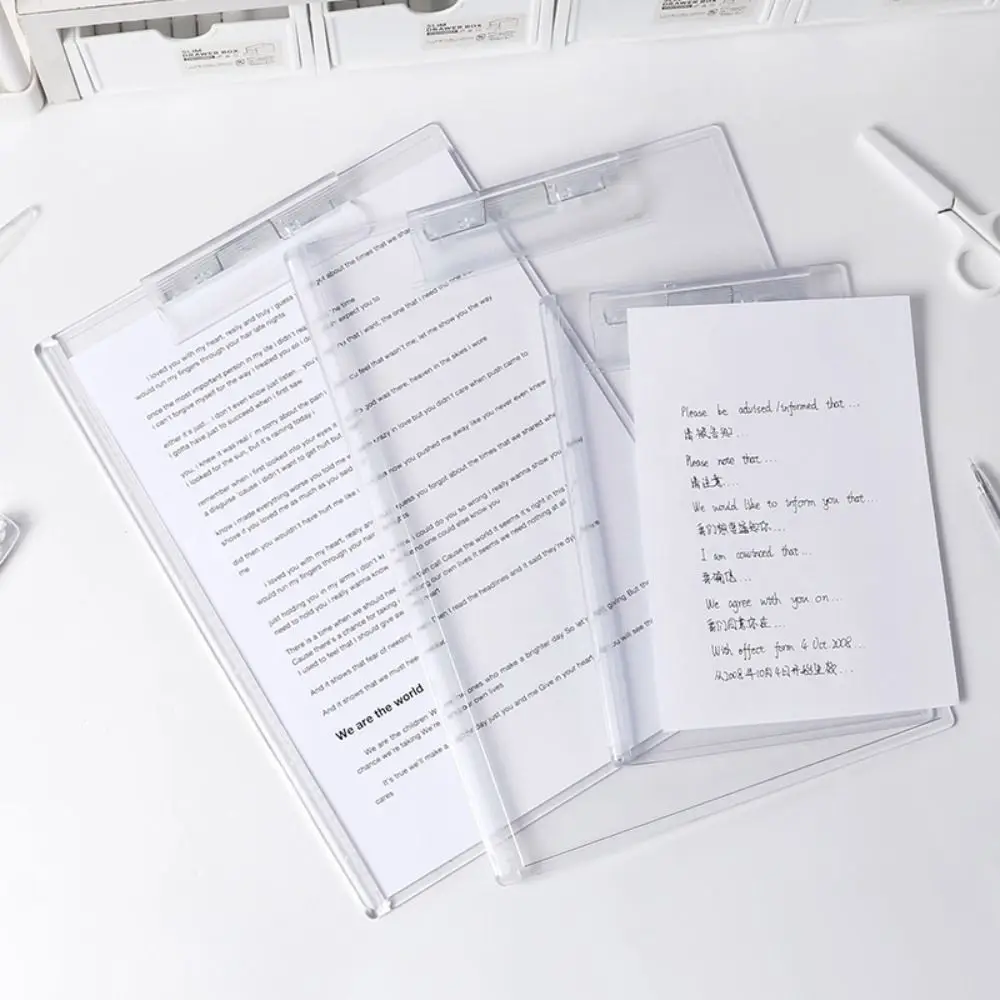 Korean With Graduated Scale Writing Clipboard Transparent Durable Memo Clipboard Arcylic A4/A5 Menu Folder School