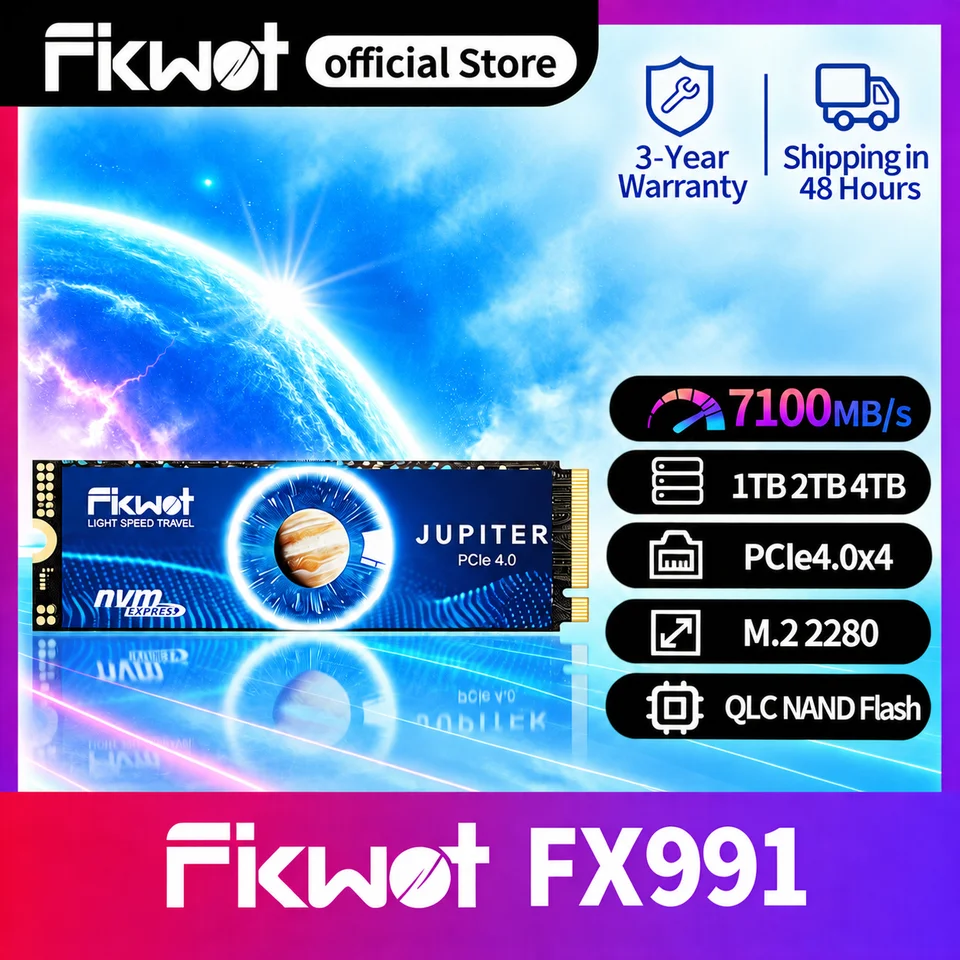 Fikwot FX991/FX910 M.2 2280 NVMe SSD PCIe4.0x4 7100MB/s Hard Disk