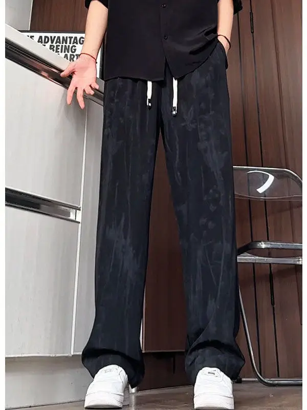 

Мужские повседневные брюки с прямыми штанинами в американском стиле, свободные тонкие широкие длинные брюки с принтом тай-дай, летние молодежные модные брюки для отдыха