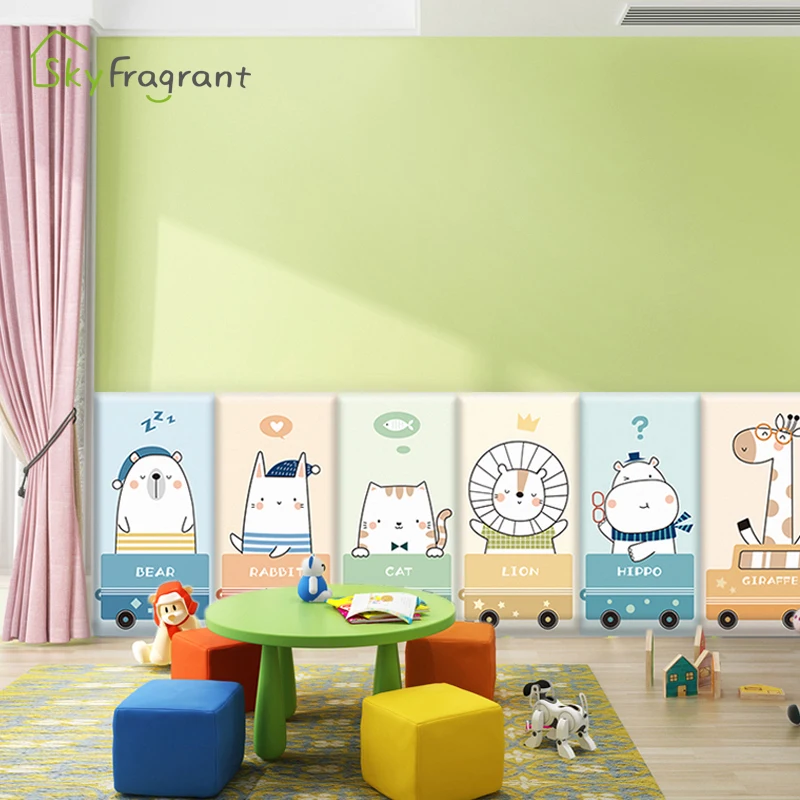 Kindergarten Cartoon Anti-Collision Wall Stickers For Kids Rooms 3D Soft Wall Decoration Self Adhesive Home Wall Skirting Decor