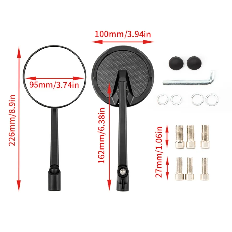 Motorcycle Universal Retrofit Retro Round Mirror Scooter Carbon Fiber Rearview Reflector Accessories for Yamaha