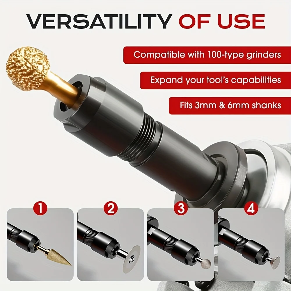 3/6mm Universal Thread Adapter Fitting, Angle Grinder Interface Converter for Polishing Machines and Drill Bits
