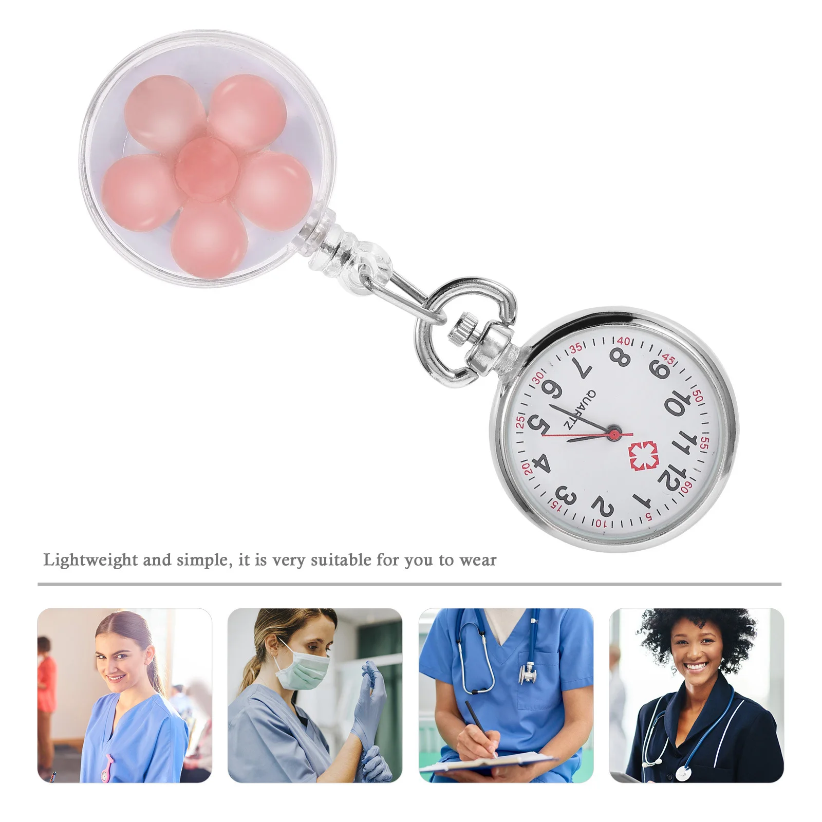 

SHERCHPRY Nurse Watch Clip on Fob with Transparent Glass Mirror for Medical Staff Hanging Timepiece