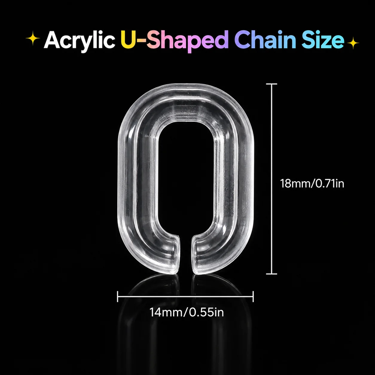 14x18mm Transparent Acrylic U-Shaped Chain Assorted Colors Handmade DIY Jewelry-Making Bracelet Necklace Connectors Accessories