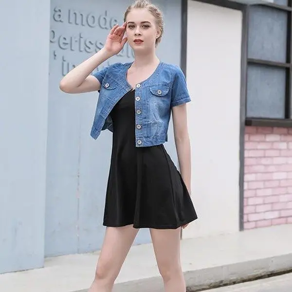 Korean Style Women Shorts Jacket Summer Short Sleeve Slim Outerwear Coat Fashion Women Clothes S-6XL