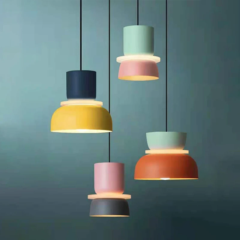 Nordic LED Pendant Light Macaron Minimalist Hanging Lamps For Ceiling Bedroom Restaurant Living Room Interior Home Decor Fixture