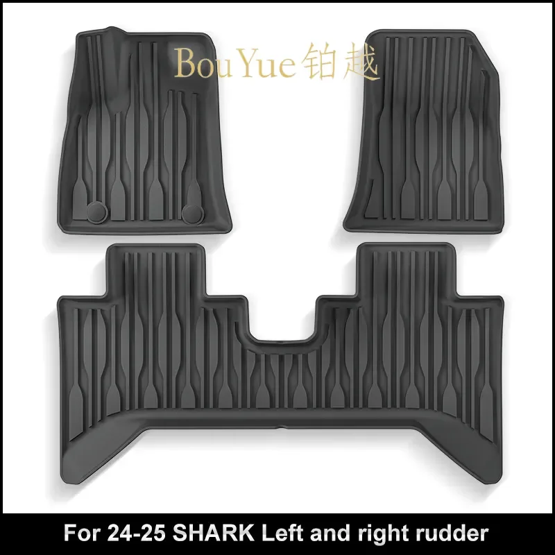 TPE Floor Mats for BYD SHARK Pickup Truck 2024 2025 All Weather Waterproof Liner Front Rear Cargo Tray Custom Fit Accessories