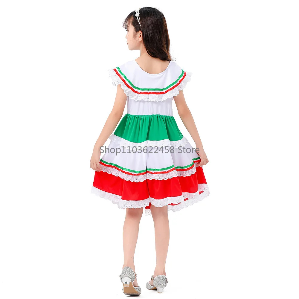 Activiteitendag Van De Dode Speeljurk Meisjes Mexicaanse Etnische Meisjesjurk Lange Witte Jurk Halloween Feest Dragen Anime Cosplay Kostuum