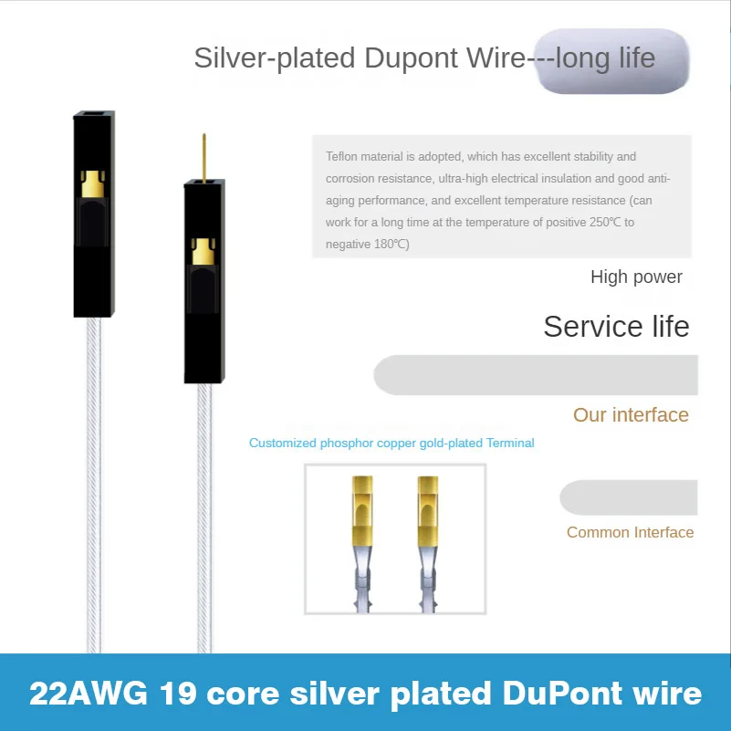 Серебристый 22-AWG 19-жильный кабель DuPont, 1/2/3/4-контактный двуглавый разъем «мама/папа», длина 10-50 см, выберите свой тип